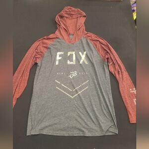 Fox Racing Red and Gray Logo Pullover Hoodie Men's XL - Cotton/Poly Blend